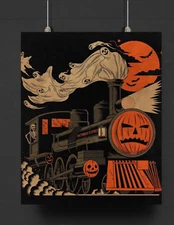 Vintage Halloween Ghost Train Poster
