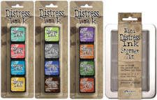 Tim Holtz Distress Mini Ink Pad Kits with Storage Tin - 13, 14, 15 - Bundle of