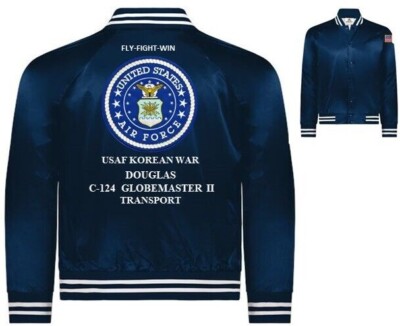 DOUGLAS C-124 GLOBEMASTER II *KOREA*USAF*EMBROIDERED SATIN JACKET(BACK ONLY)