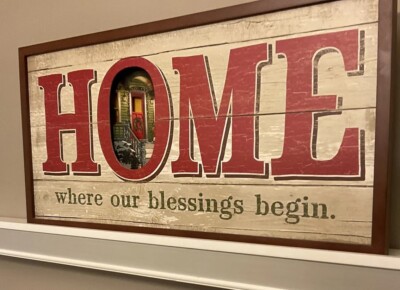 Christmas 3-D HOME SIGN -Country Primitive 12x25x1 1/4   On/off-timer, LIGHTED