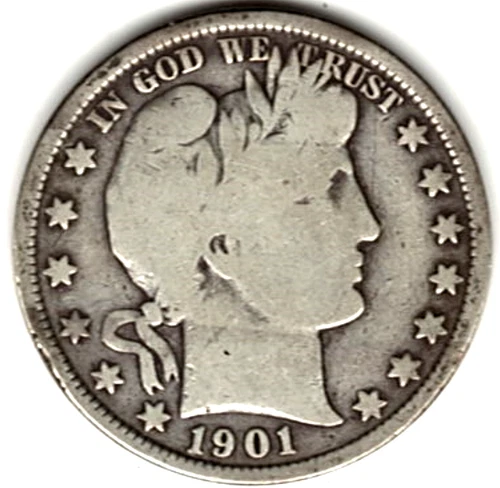 1901 Barber Half dollar grades in VERY GOOD condition ~ SEE THE SCAN    stk h73
