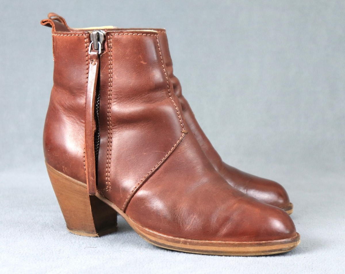 Acne studios ロンT S ACNE Studios Sz 37 Brown Leather Contrast Stitch Tassel Pistol