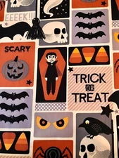 Alexander Henry Fabrics  Haunted House TRICK OR TREAT EEEK! Cotton Fabric 1/2 yd