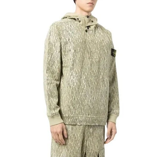 NUOVA felpa con cappuccio in cotone Stone Island marrone chiaro marrone chiaro stampa mimetica piccola