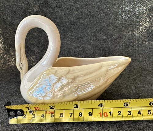 Vintage BELLEEK Ireland (Green Mark) Swan Yellow Luster Finish Creamer or Holder - Picture 19 of 20