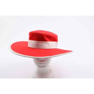 Vintage Womens Red Floppy Wide Round Hat Size S