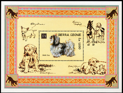 SHIH TZU Hundebriefmarke Souvenir Mini Blatt Sierra Leone - 1994 neuwertig postfrisch