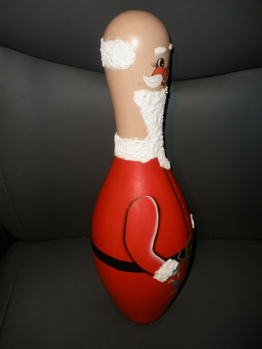 ボウリングのピン Handpainted Wooden Bowling Ball Pin 1994 by Ruch SANTA 15 in Tall