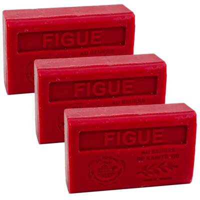3 x 125g Riegel - Feigen duftende französische Seife mit Bio-Sheabutter