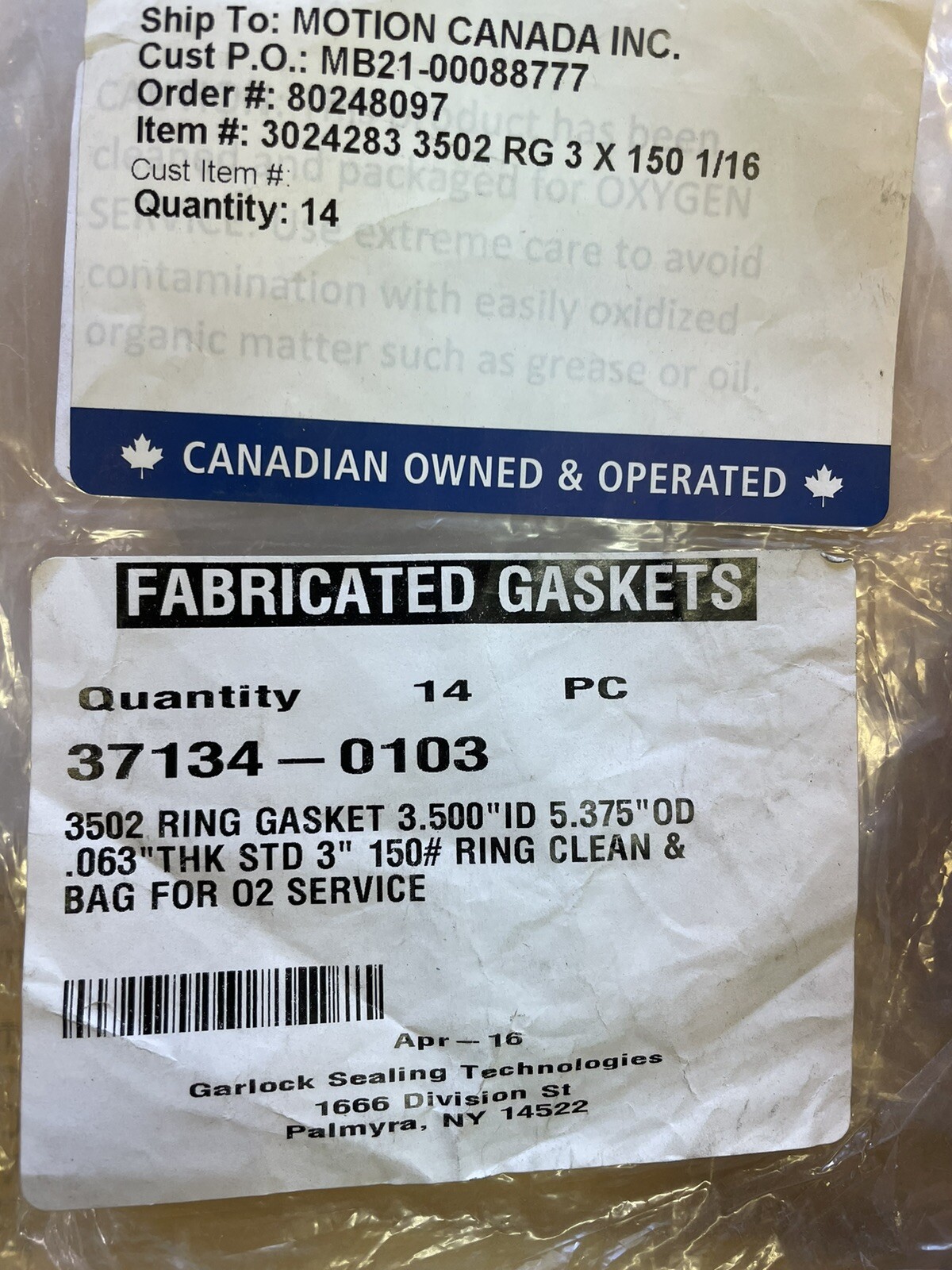 Lot of 24 - Garlock 3502 RING GASKET 3.5