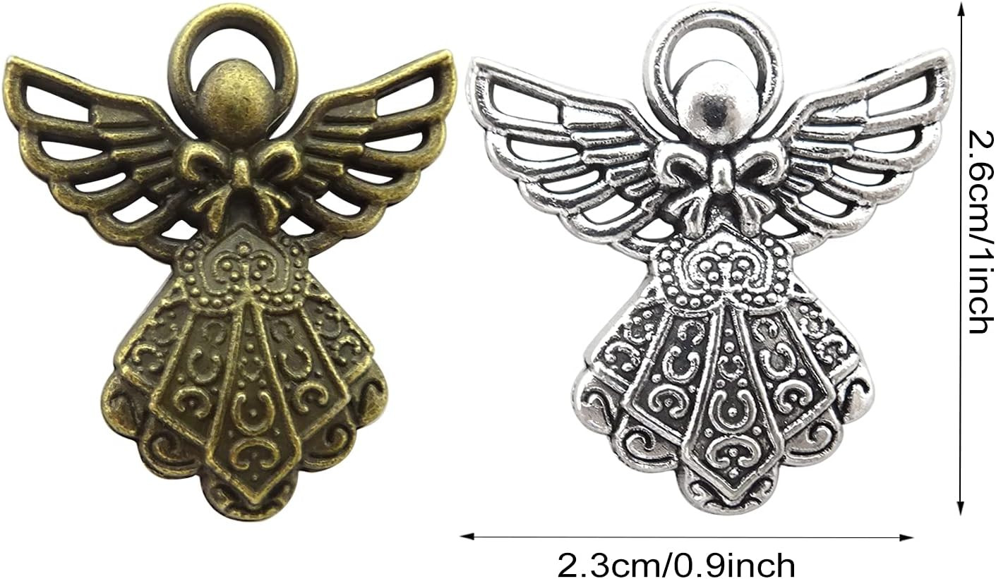 40PCS Antique Alloy Angel Charms Pendant Angel Ornaments for Necklaces, Bracelet