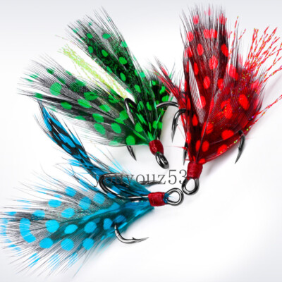 feather fishing hooks Clam Gaff Feathered Treble #8 / Black Both ultra sharp and durable HOW TO TIE A FEATHERED