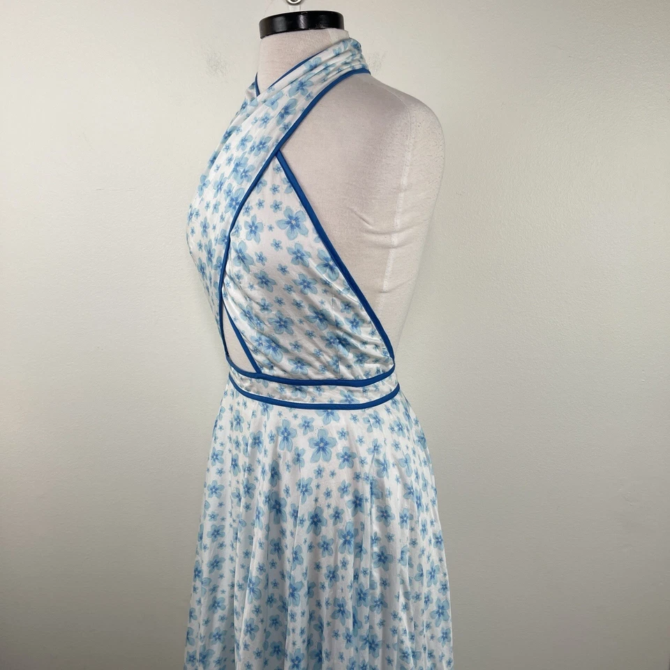 Sruti Dalmia Dress Women’s XS Blue Wrap Halter Maxi Resort Wear Backless Long - Image 4 of 4