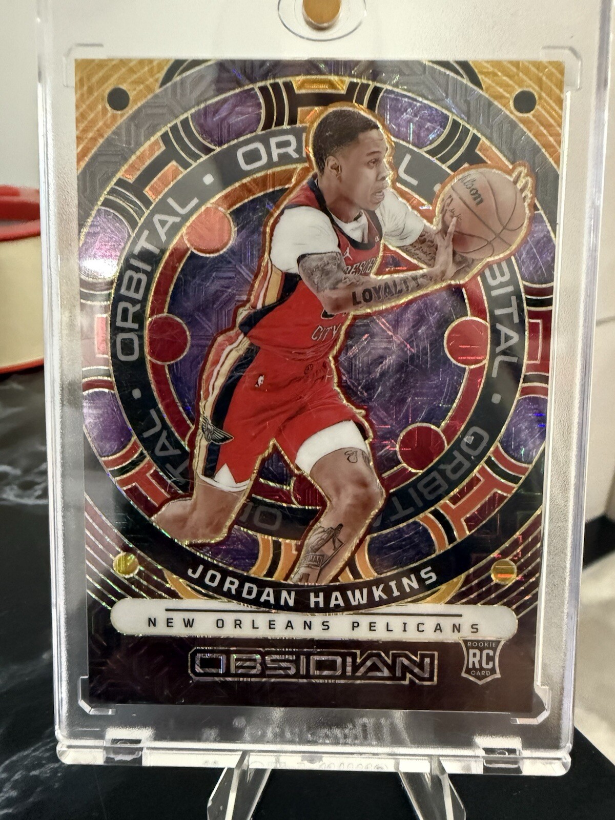 JORDAN HAWKINS 2023-24 OBSIDIAN ROOKIE ORBITAL MOLTEN MOJO ETCH RC 4/10