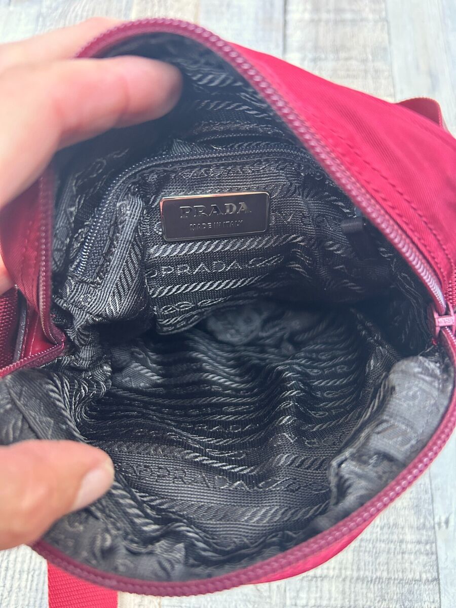 PRADA Small Tessuto Cherry RED NYLON Front POCKET CROSS BODY PRADA Small Tessuto Cherry RED NYLON Front POCKET CROSS BODY