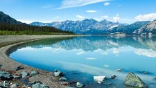 Landscape nature mountains clouds trees forest water Custom Gaming Mat Desk