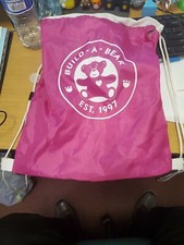 BUILD A BEAR Back Pack Pink Color Full Size Draw String Mesh Bag
