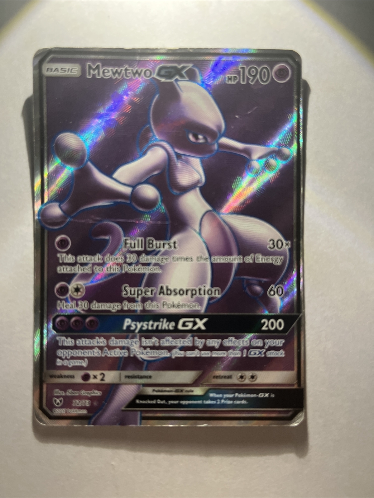 Mewtwo GX 72/73 - FULL ART - Shining Legends Holo Pokemon Card - NM ✅
