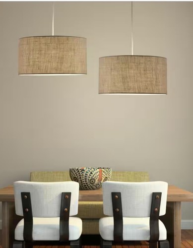 Harvest 1-Light Burlap Drum Pendant Light by Adesso - Picture 6 of 6