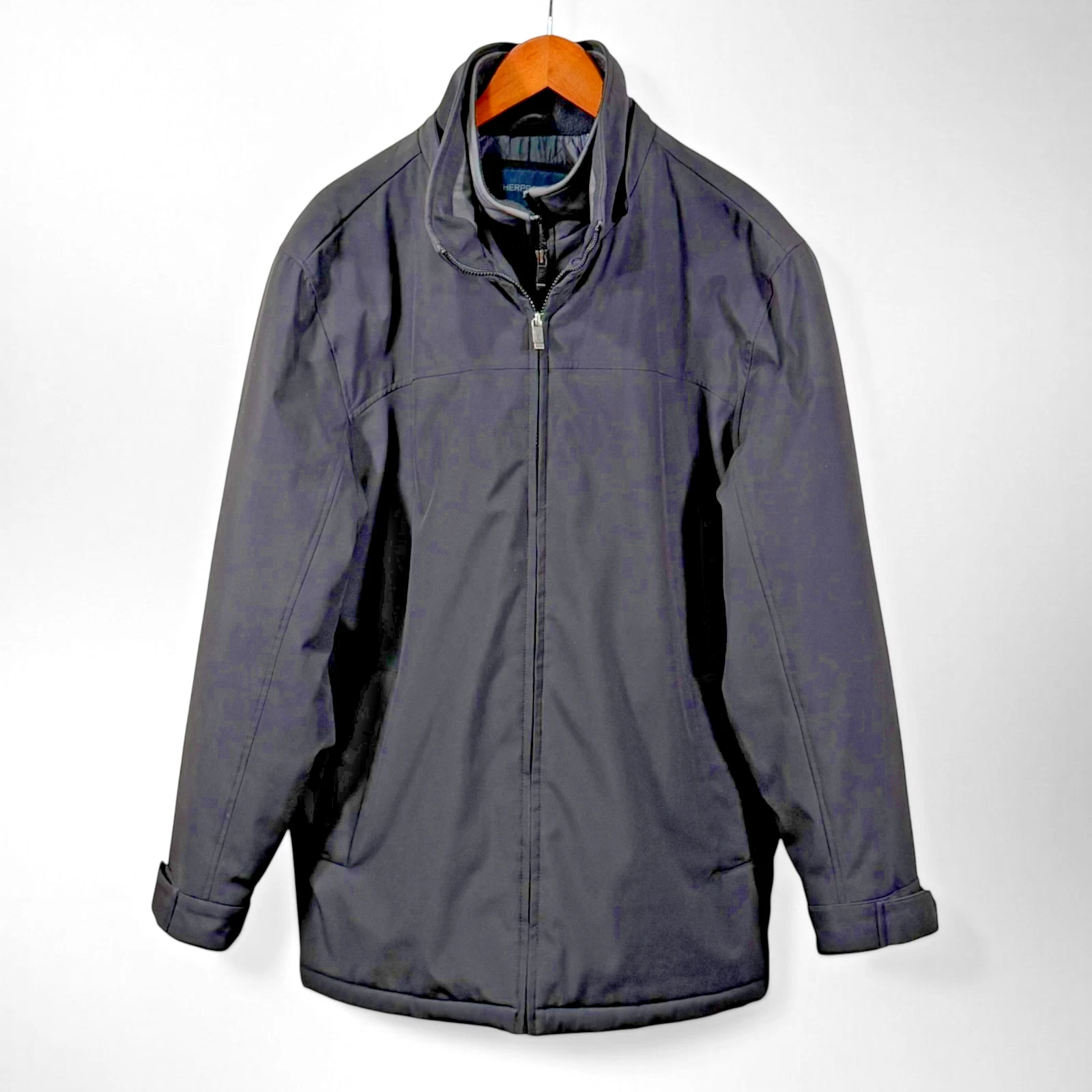 Weatherproof Mens Black Soft Shell Coat Insulated Full Zip Fleece Collar Large