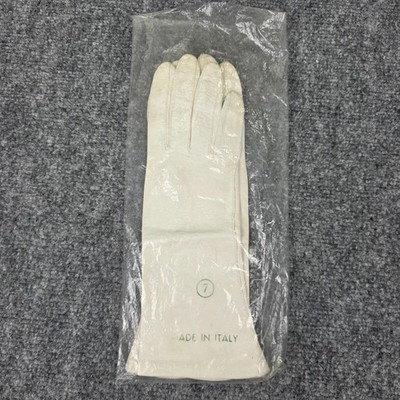 Vintage Iveys Gloves Womens 7 White Cream Leather Lined Elbow Made Italy