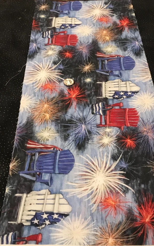 "Patriotic Chair Scene" *Red White Blue *Susan Winget * 100% Cotton* 9" x 22" - Image 3 of 4