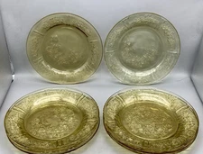 Vintage Federal Glass Amber Sharon Cabbage Rose 6” Bread/Butter Plate (Set Of 8)