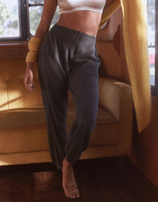 Aerie Sherpa Fleece Corset Jogger Charcoal Grey Terry Sweatpants Sz XS 769