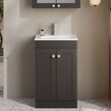 Nuie Classique Floor Standing 2-Door Vanity Unit with Basin-2 500mm Wide - Satin