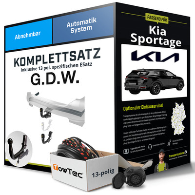 Anhängerkupplung abnehmbar für KIA Sportage +E-Satz NEU ABE