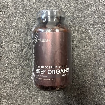 Nutriissa Beef Organs Grass-Fed Liver Liver Heart Kidney Spleen, 240 Capsules