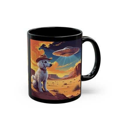 Poodle Coffee Mug, Poodle Vintage Mug UFO Western Mug, Dog Dad Gift Idea
