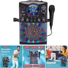 Karaoke Machine Wired Microphone Built-In Speaker LED Disco Bluetooth CD G USB