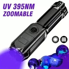 UV Ultraviolet Flashlight Torch Pocket Portable Zoomable USB Rechargeable UK