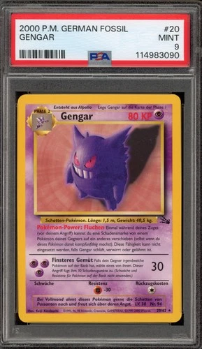 Pokemon Gengar Fossil Unlimited GERMAN NON Holo Rare #20 PSA 9 Mint