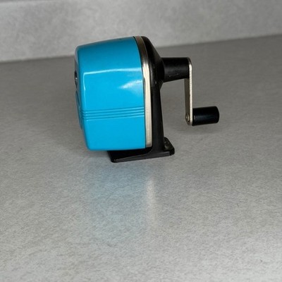 Vintage Apaco Midget Home Economy Pencil Sharpener Blue Desktop Mount