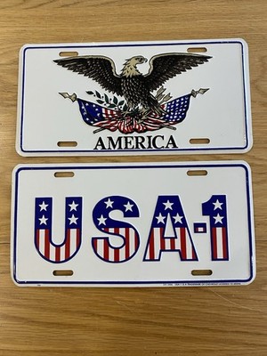 2x Metall Amerikanische Nummernschilder Weißkopfseeadler USA 1 1990 Original
