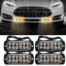 Led Amber Hazard Warning Beacon Dash Flash Strobe Light Bar Foglights