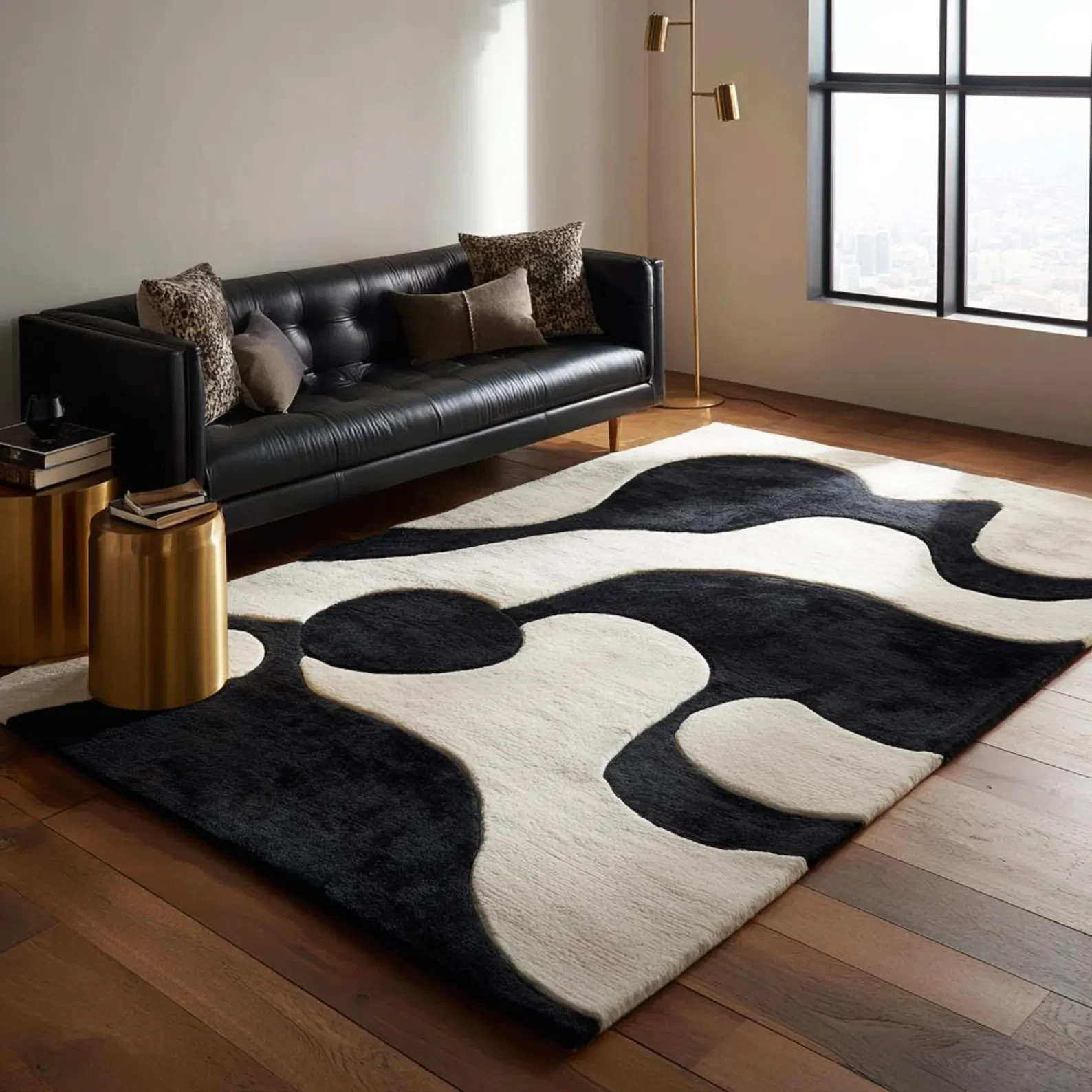 Black & White Area Rug Hand Tufted Area Rug Nz Wool Handmade Carpet Luxury Rug
