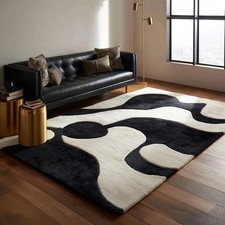 Black White Area Rug Hand Tufted Area Rug Nz Wool Handmade Carpet Luxury Rug
