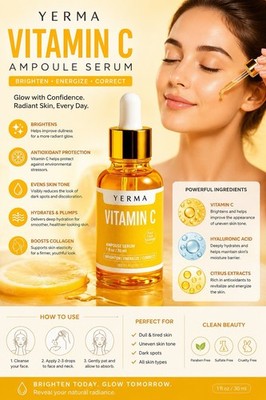 Vitamin C Ampoule Serum 1oz / 30ml | Korean Brightening Face Serum | AUTHENTIC