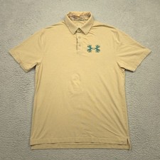 Under Armour Polo Shirt Mens Large Tan HeatGear Golf Polo Camo Trim Performance