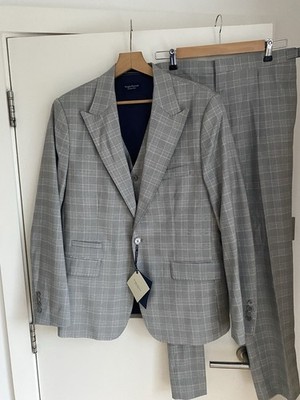 Douglas Hayward Mayfair Haye Grey 3 Piece Check Suit Chest 44  Trousers W36 L30