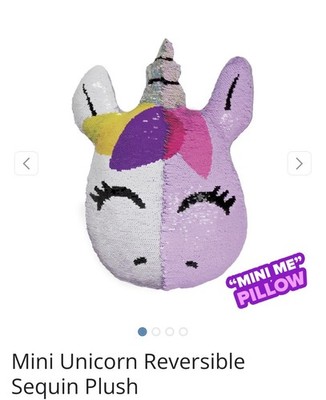 ISCREAM Flip Sequins Reversable Unicorn Pillow  Rainbow Hair Cute Unicorn EUC