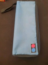 BLUE SOFT SHELL CANVAS 15 CASSETTE TAPE CARRYING STORAGE CASE