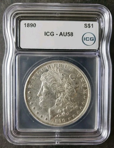 1890 $1 Morgan Silver Dollar ICG AU58