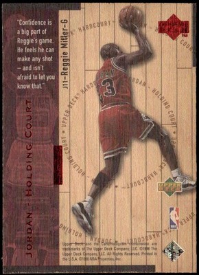 1998 UD Hardcourt #J11 Reggie Miller Michael Jordan Holding Court Red #/2300 E1