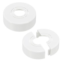 2Pcs 0.8" Thicken Wall Split Flange Escutcheon Plate Cover 0.8/1/1.3 inch, White
