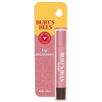Burt's Bees Lip Shimmer Peony; Warm, Luminescent Color; High Impact, Instant Moi