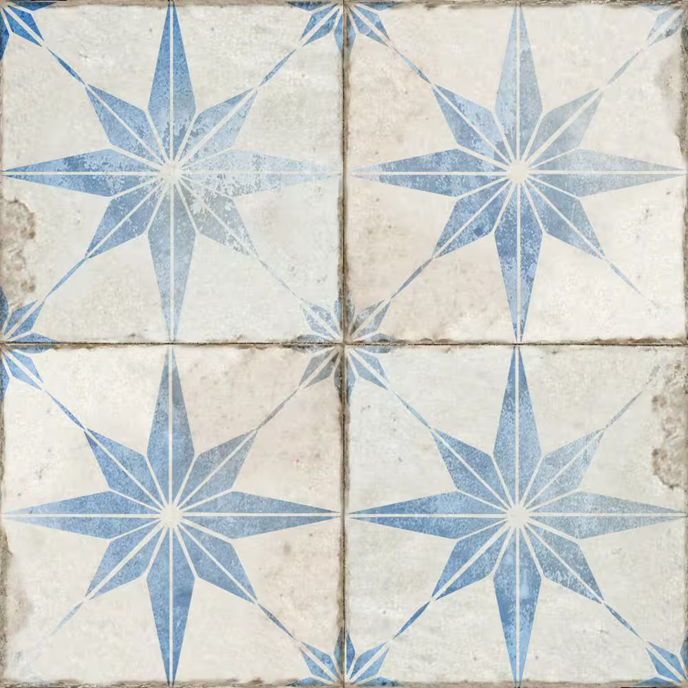 Blue and White R5 6x6 Inch Vinyl Peel and Stick Tile 24 Tiles Covers 6 Sq Ft